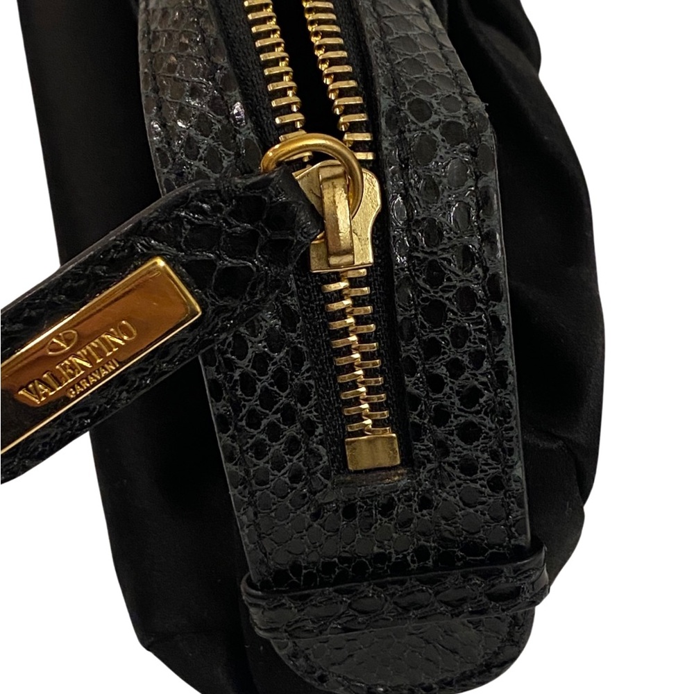 VALENTINO Garavani Black Clutch Bag Zip Closure
